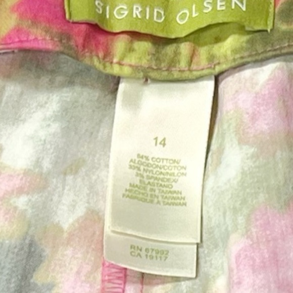 Sigrid Olsen Floral Bright High Rise Straight Leg Crop Ankle Pants Multi Sz 14 - Picture 5 of 8